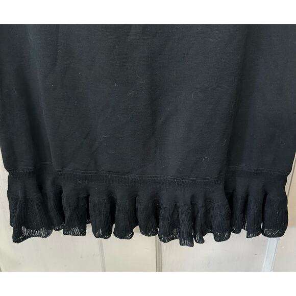 Ming Wang Knit Midi Skirt Womens Size M Black Ruffle Hem Pull-On Classic Stretch - Picture 4 of 6
